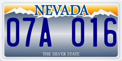 NV license plate 07A016