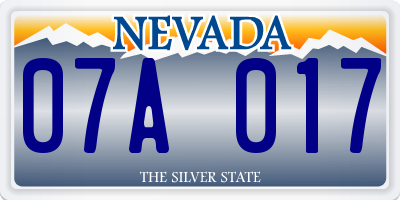 NV license plate 07A017