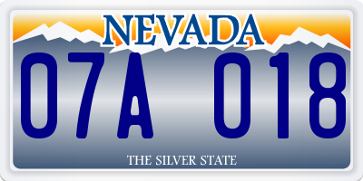 NV license plate 07A018