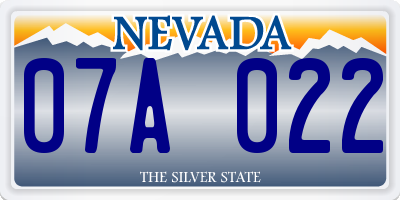 NV license plate 07A022