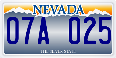 NV license plate 07A025