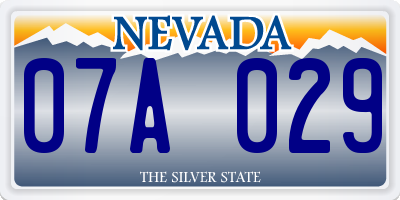 NV license plate 07A029