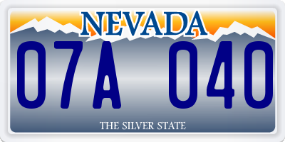 NV license plate 07A040