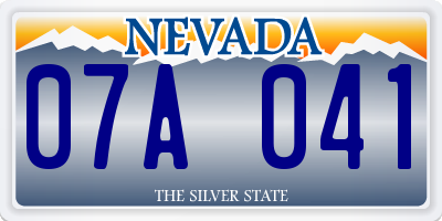 NV license plate 07A041