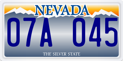 NV license plate 07A045