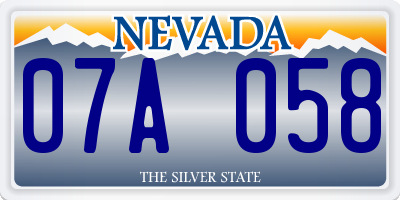 NV license plate 07A058