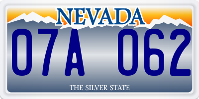 NV license plate 07A062