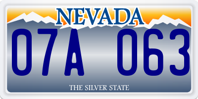 NV license plate 07A063