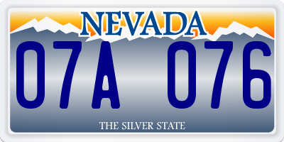 NV license plate 07A076