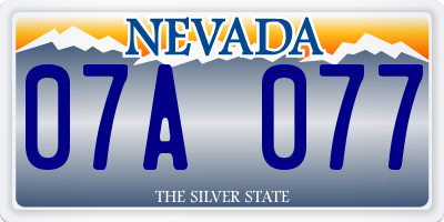 NV license plate 07A077