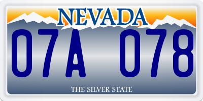 NV license plate 07A078