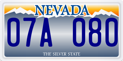 NV license plate 07A080