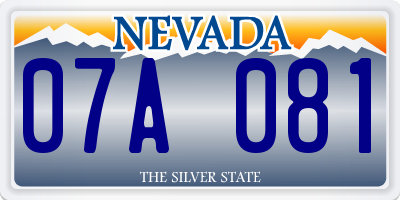 NV license plate 07A081