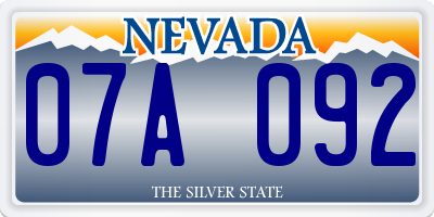 NV license plate 07A092