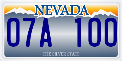 NV license plate 07A100