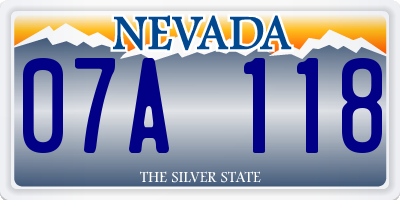 NV license plate 07A118