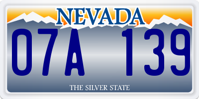 NV license plate 07A139