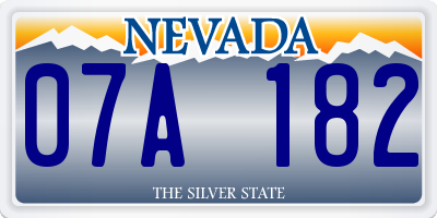 NV license plate 07A182