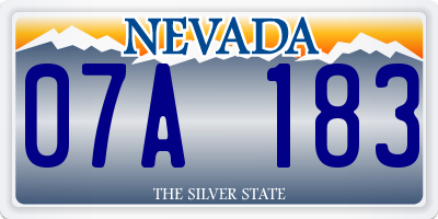 NV license plate 07A183