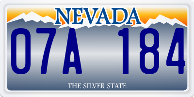 NV license plate 07A184