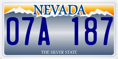 NV license plate 07A187