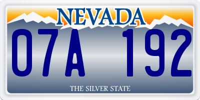 NV license plate 07A192