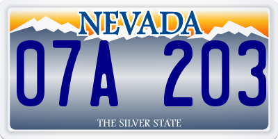 NV license plate 07A203