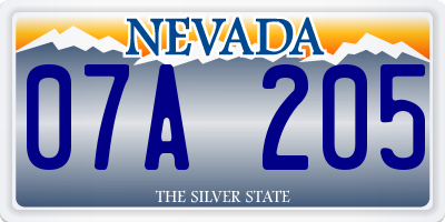 NV license plate 07A205