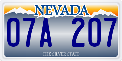 NV license plate 07A207