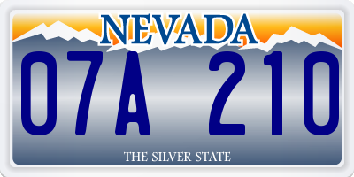 NV license plate 07A210