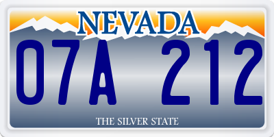 NV license plate 07A212