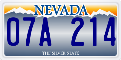 NV license plate 07A214