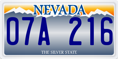 NV license plate 07A216