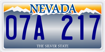 NV license plate 07A217