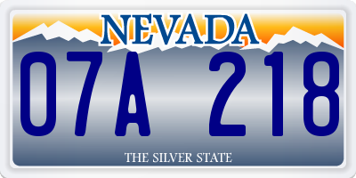 NV license plate 07A218