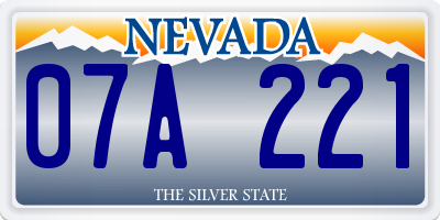 NV license plate 07A221