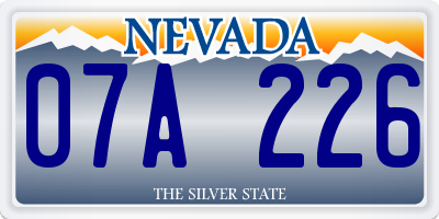 NV license plate 07A226