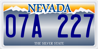 NV license plate 07A227