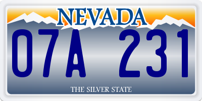 NV license plate 07A231