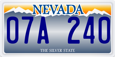 NV license plate 07A240