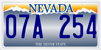 NV license plate 07A254