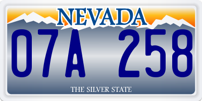 NV license plate 07A258