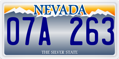 NV license plate 07A263