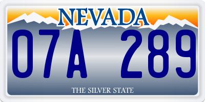 NV license plate 07A289