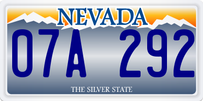 NV license plate 07A292