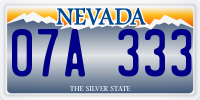 NV license plate 07A333
