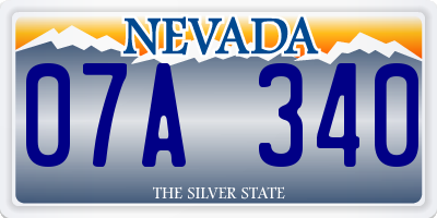 NV license plate 07A340