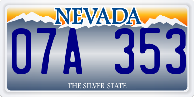 NV license plate 07A353