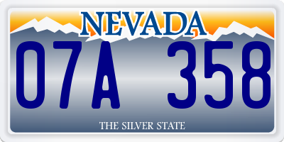 NV license plate 07A358