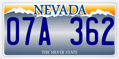 NV license plate 07A362